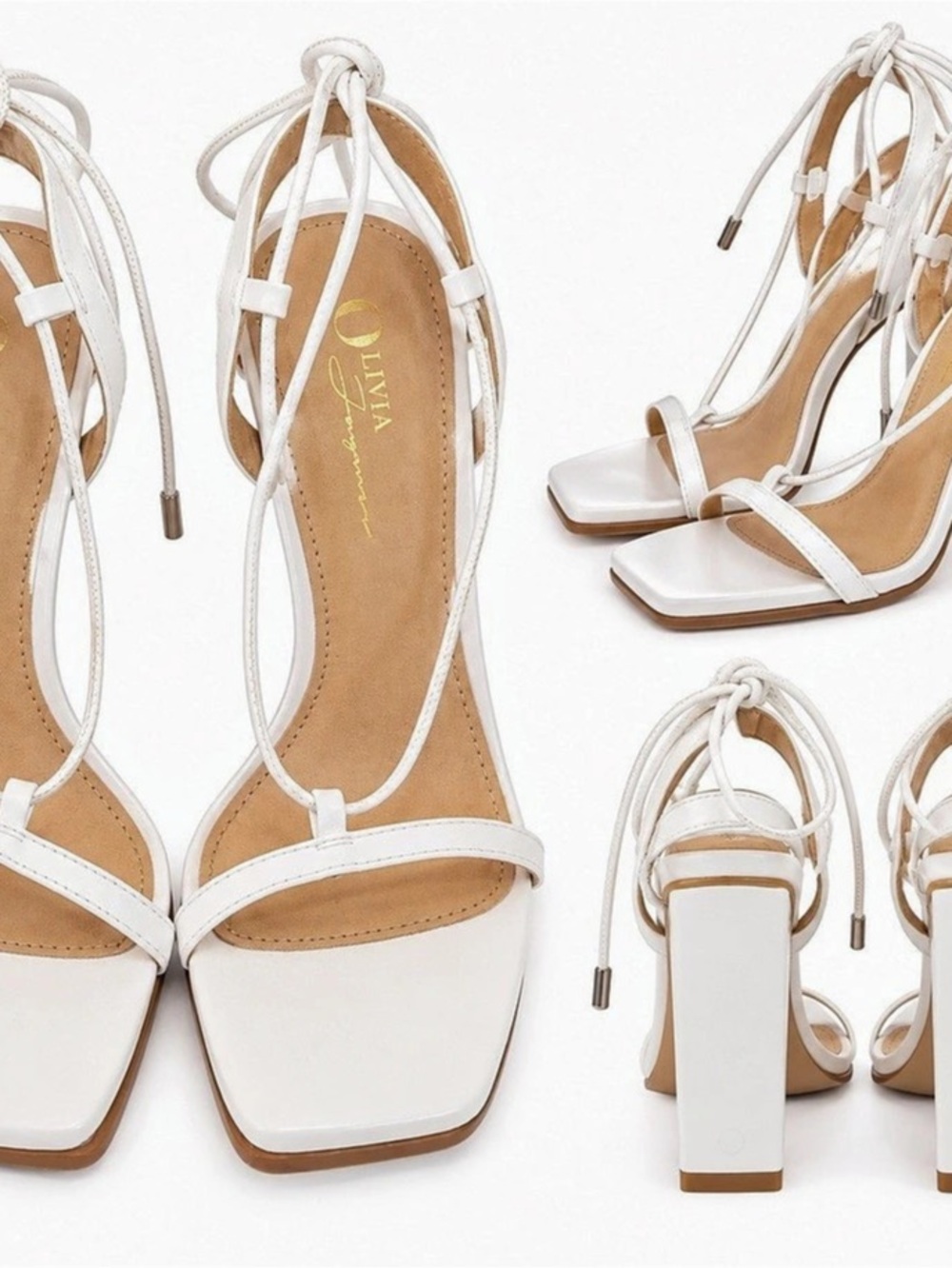 White Strappy Block Heel Sandals Like New